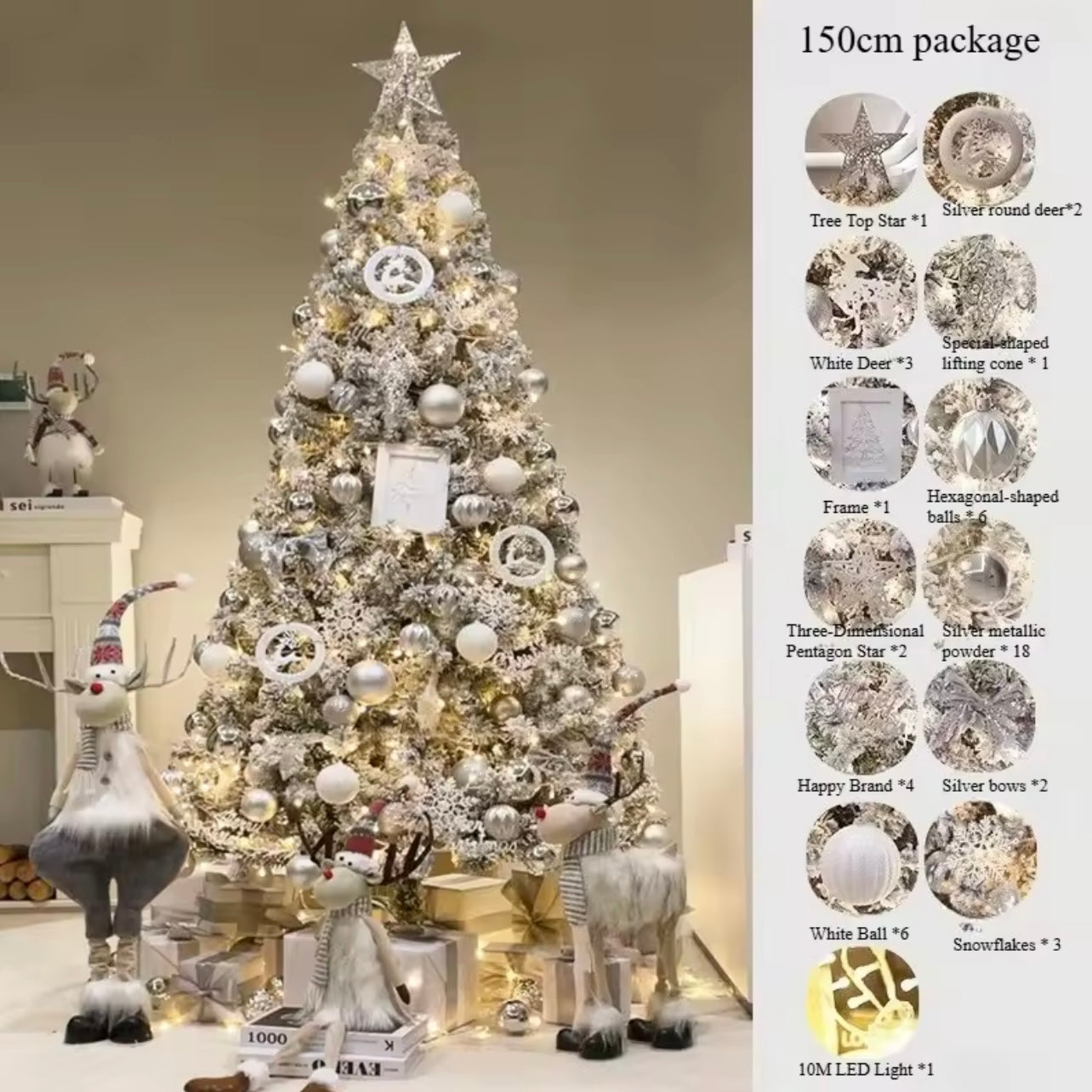 Zenora Luxury Encrypted Snowfall Christmas Tree with Decoration Package