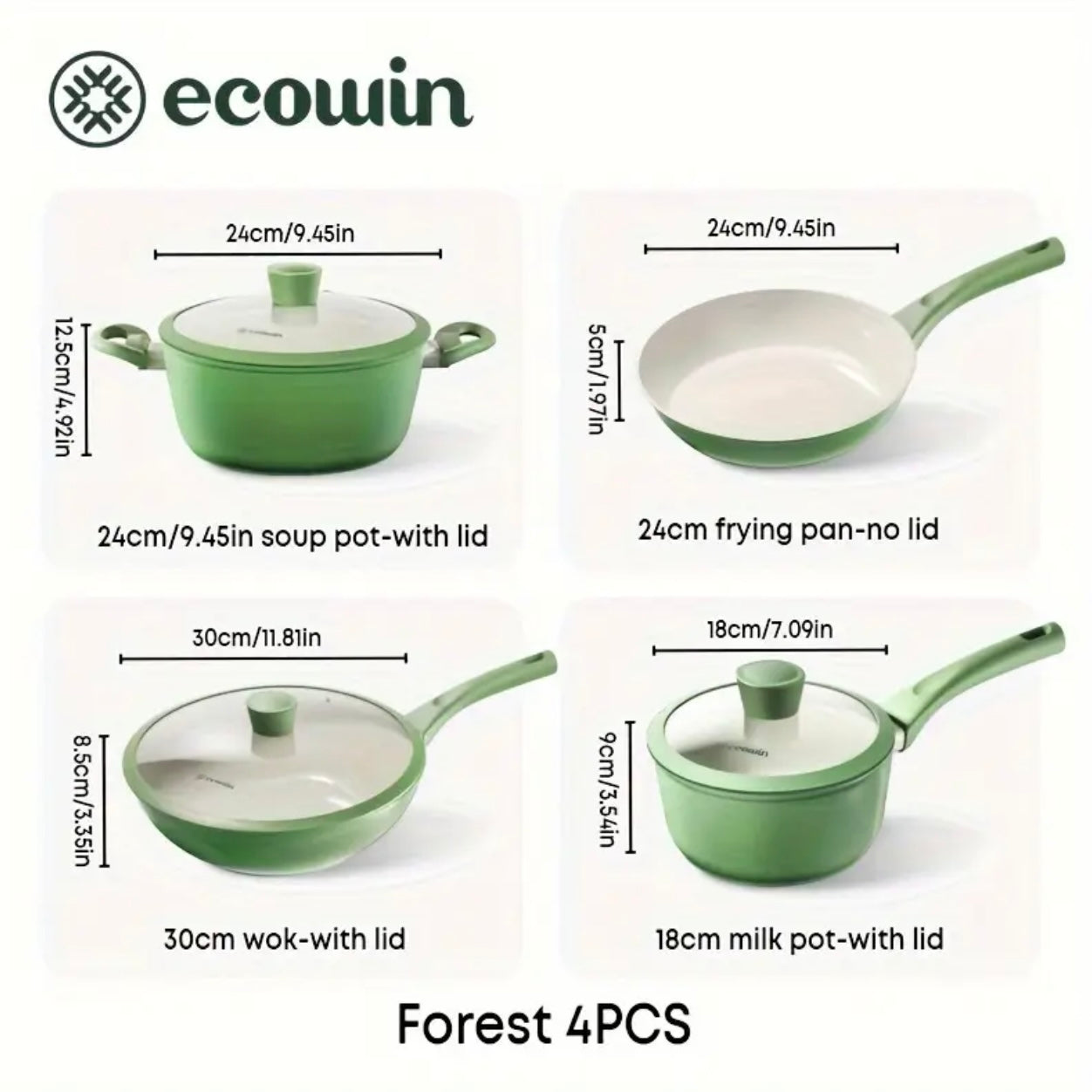 Zenora Ecowin 4pcs Forest Series Cookware Set