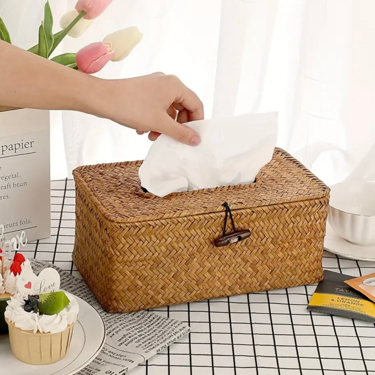 Liora Woven Storage Basket with Lid