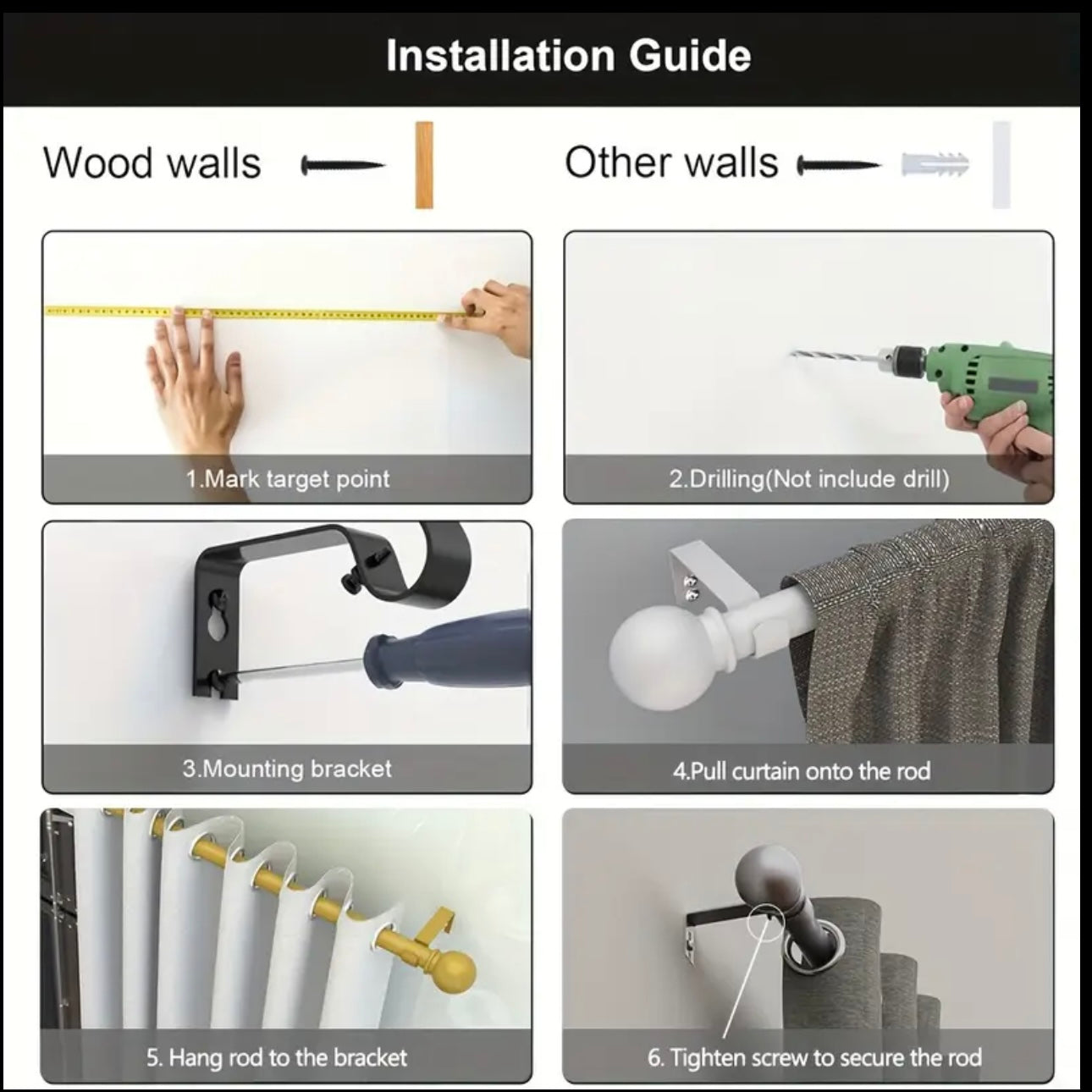 Zenora Adjustable Curtain Rod Bracket Set with Decorative Small Ball Finials