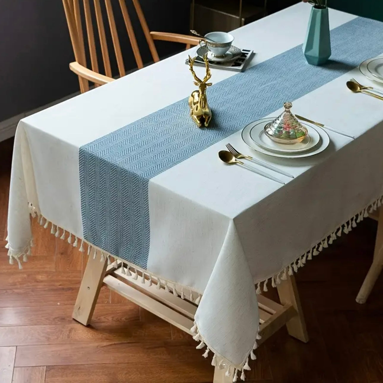 Zenora Bohemian Ruffled Rectangular Tablecloth