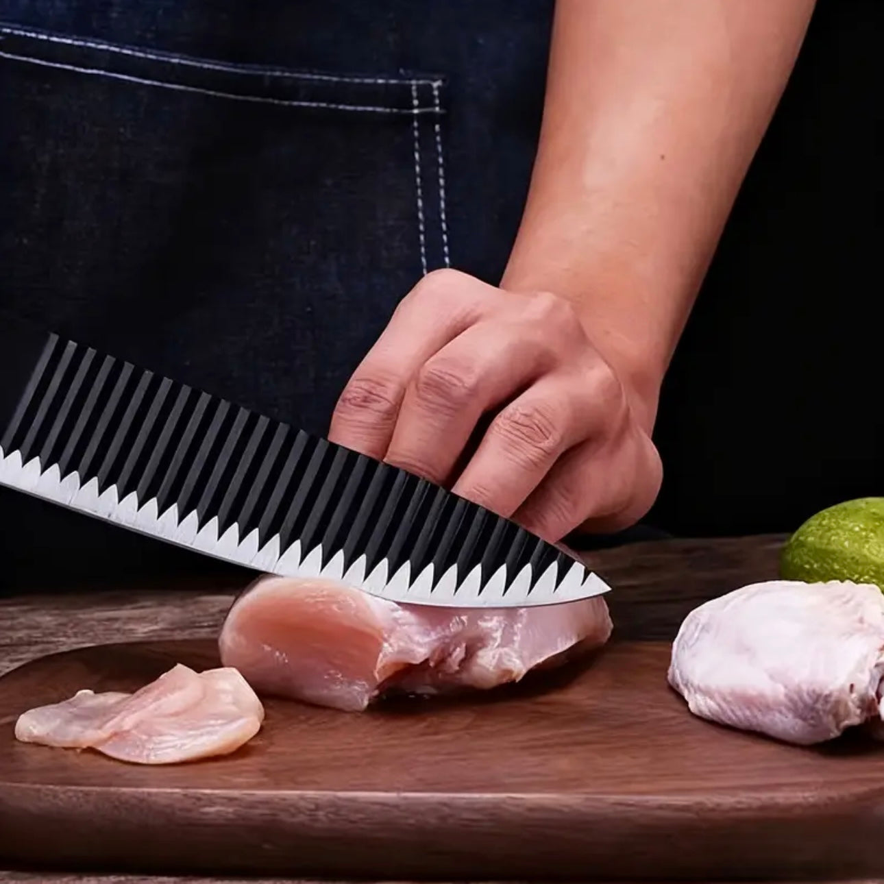 Zenora Stainless Steel Textured Wavy Knife Set – 6-Piece Kitchen Essentials