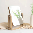 Zenora 360° Rotating HD Makeup Mirror with Woodgrain Finish