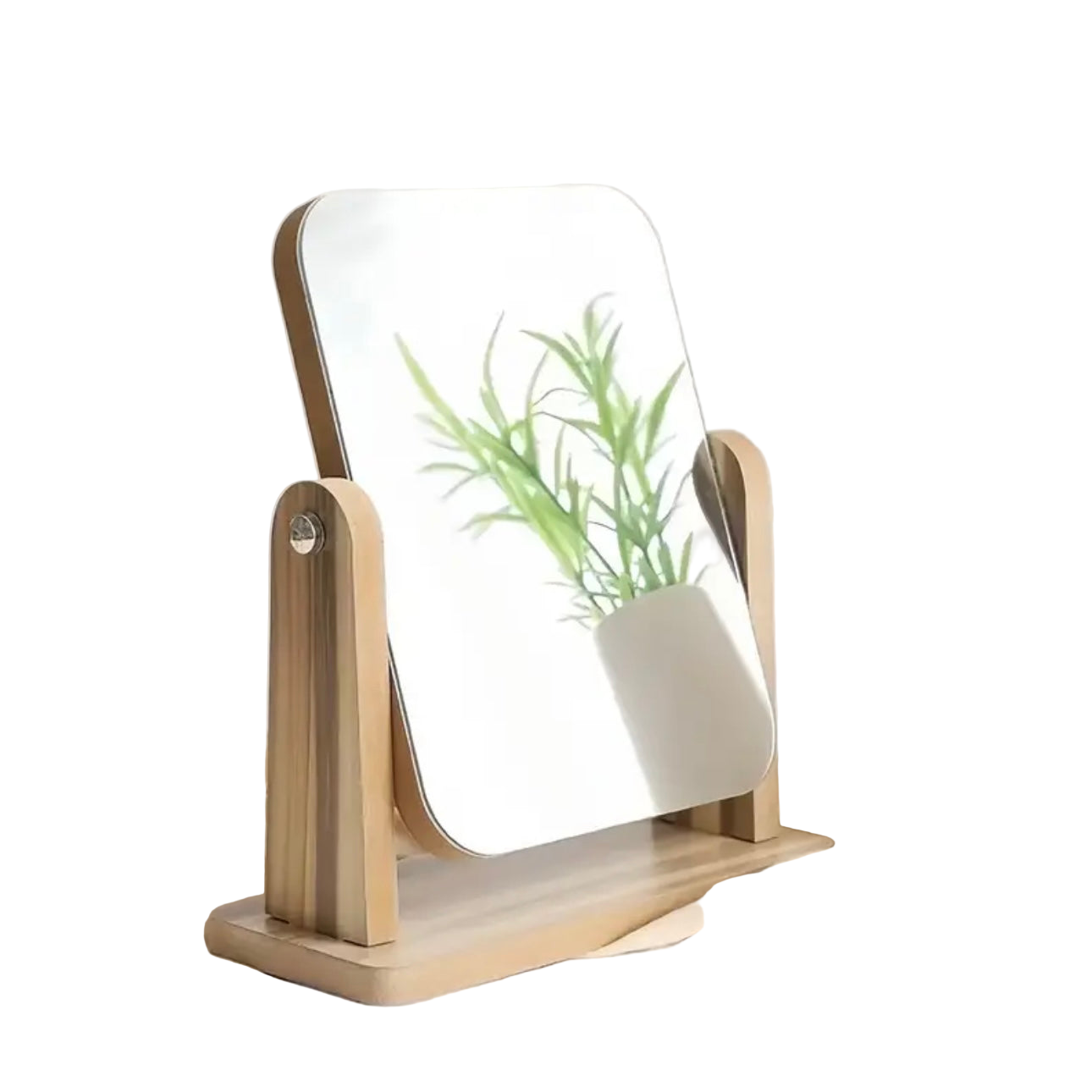 Zenora 360° Rotating HD Makeup Mirror with Woodgrain Finish