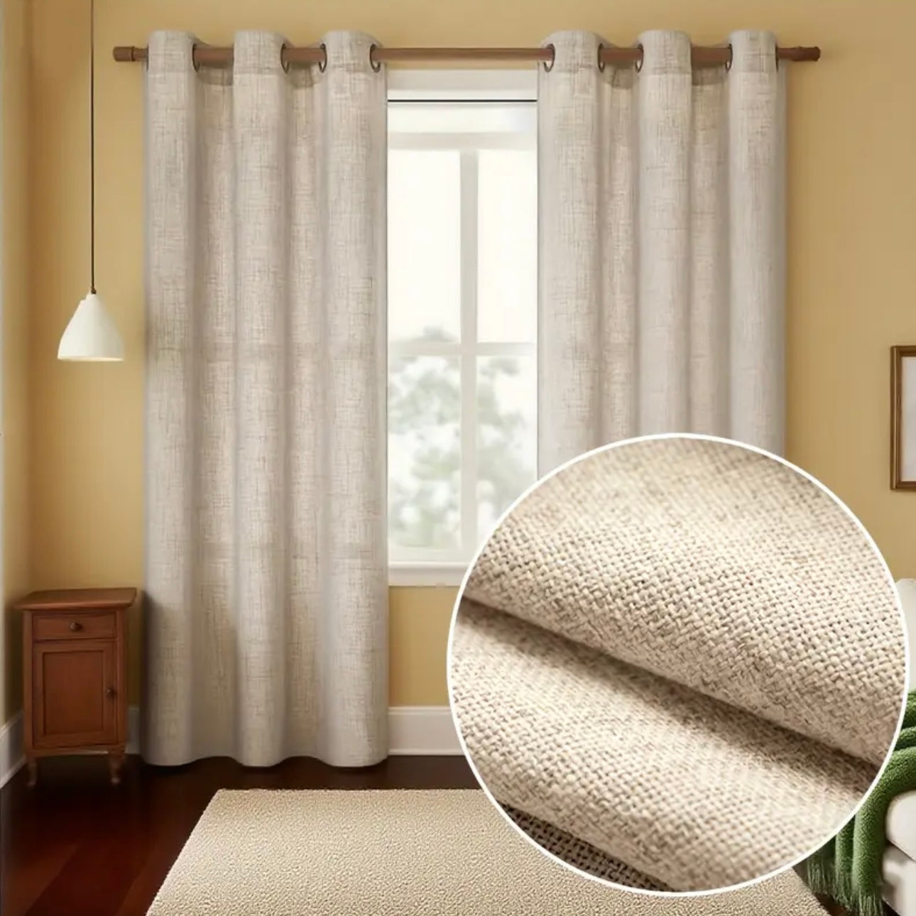 Zenora Faux Natural Linen Curtain