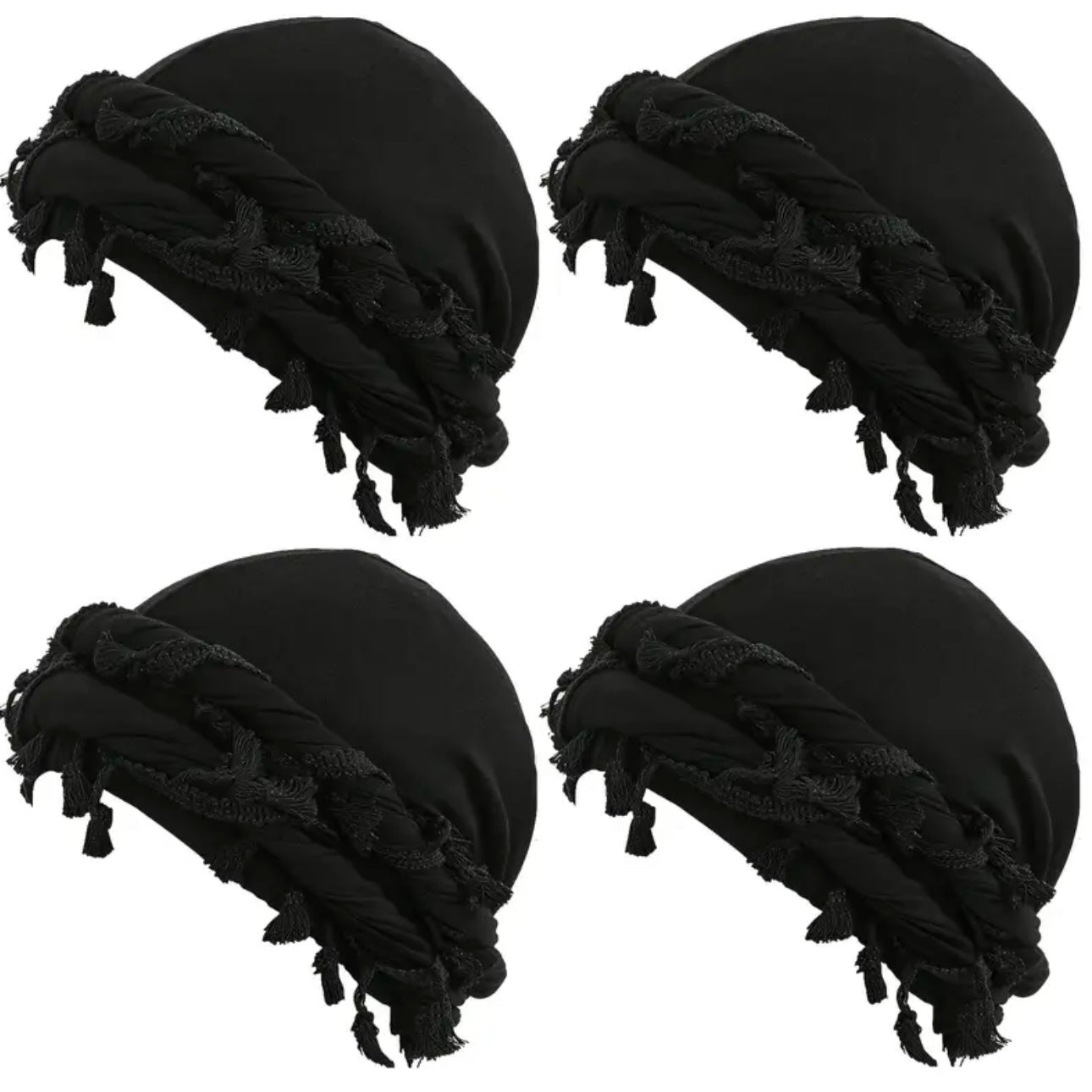 4pcs Funky Retro Tassel Headbands & Pirate Hats