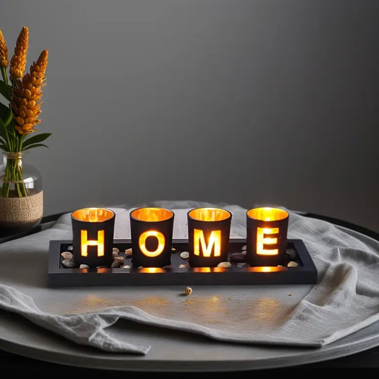 Zenora Wooden & Glass Letter Candle Holder