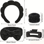 Zenora 5pcs Spa Headband & Wristband Set with Hair Claw Clips