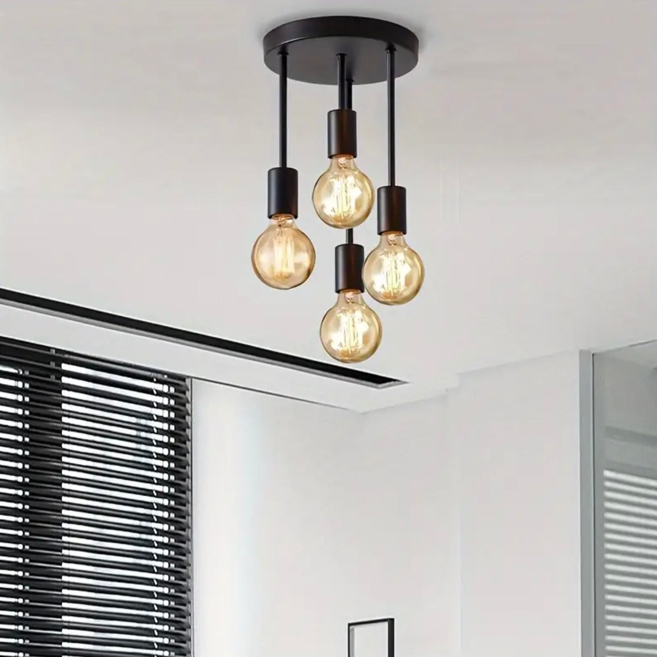 Zenora Black Modern 4-Light Iron Branch Chandelier