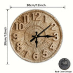 Zenora Rustic Wicker-Look Wall Clock