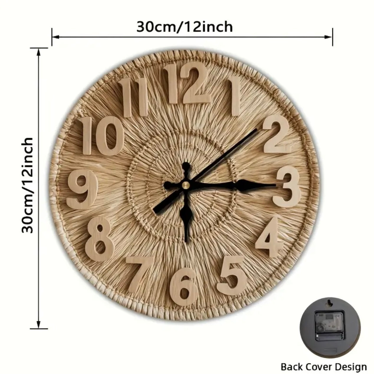 Zenora Rustic Wicker-Look Wall Clock
