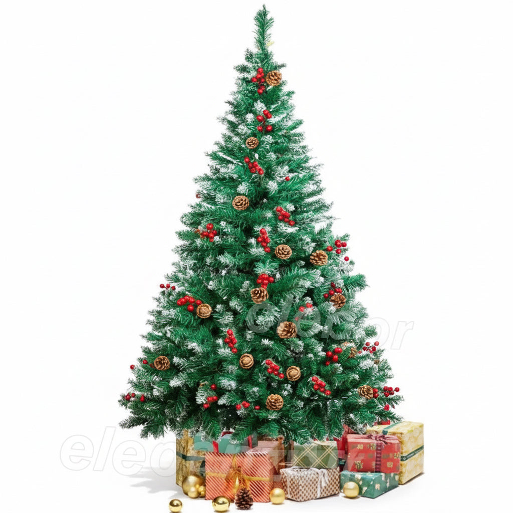 Zenora Christmas Artificial Pine Tree with LED Lights, Berries & Pine Cones