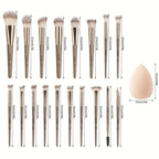 Zenora 18pcs Professional Makeup Brush Set with Velvet Bag and Beauty Spong