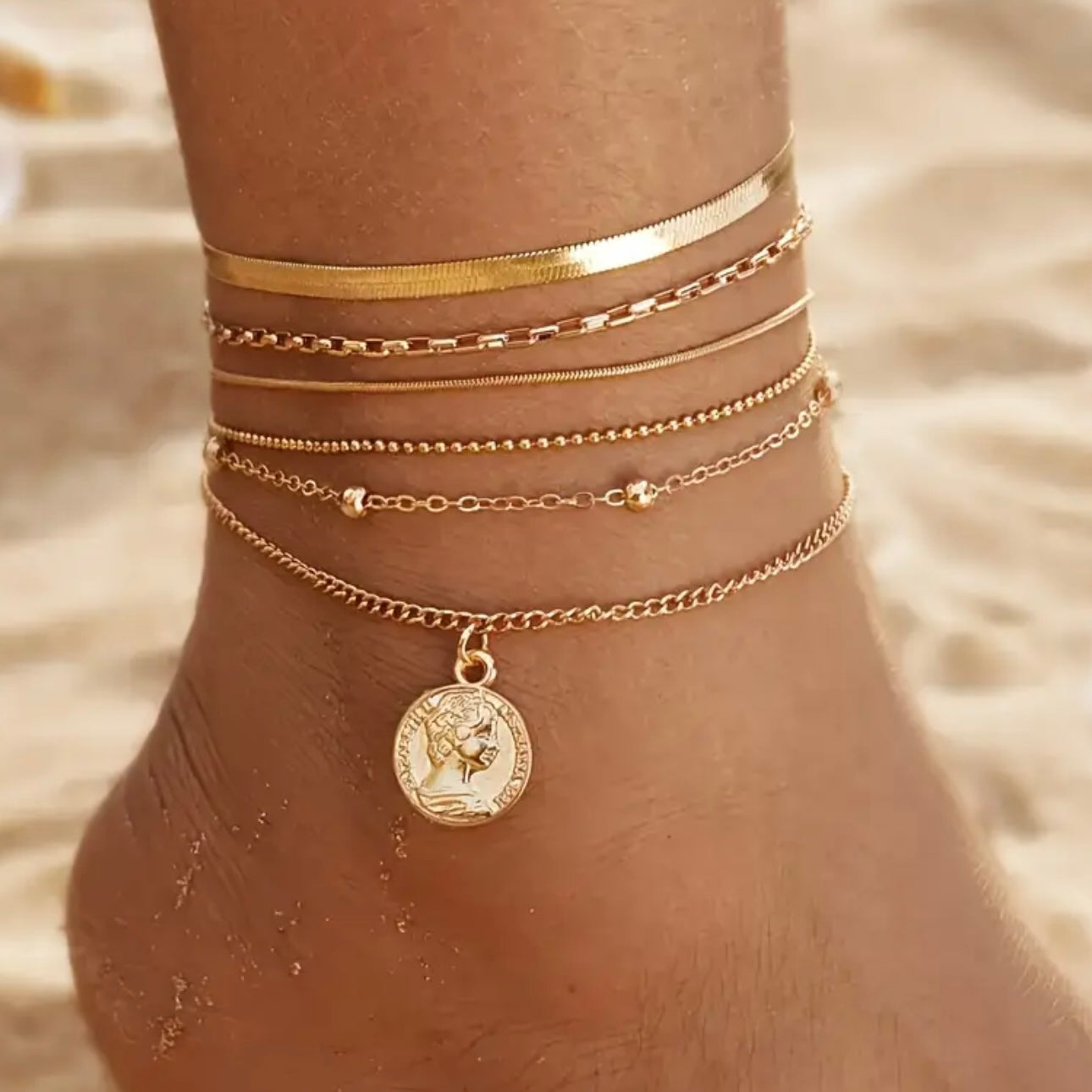 Celeste Boho 38pcs Multi-Layered Ankle Chain Set