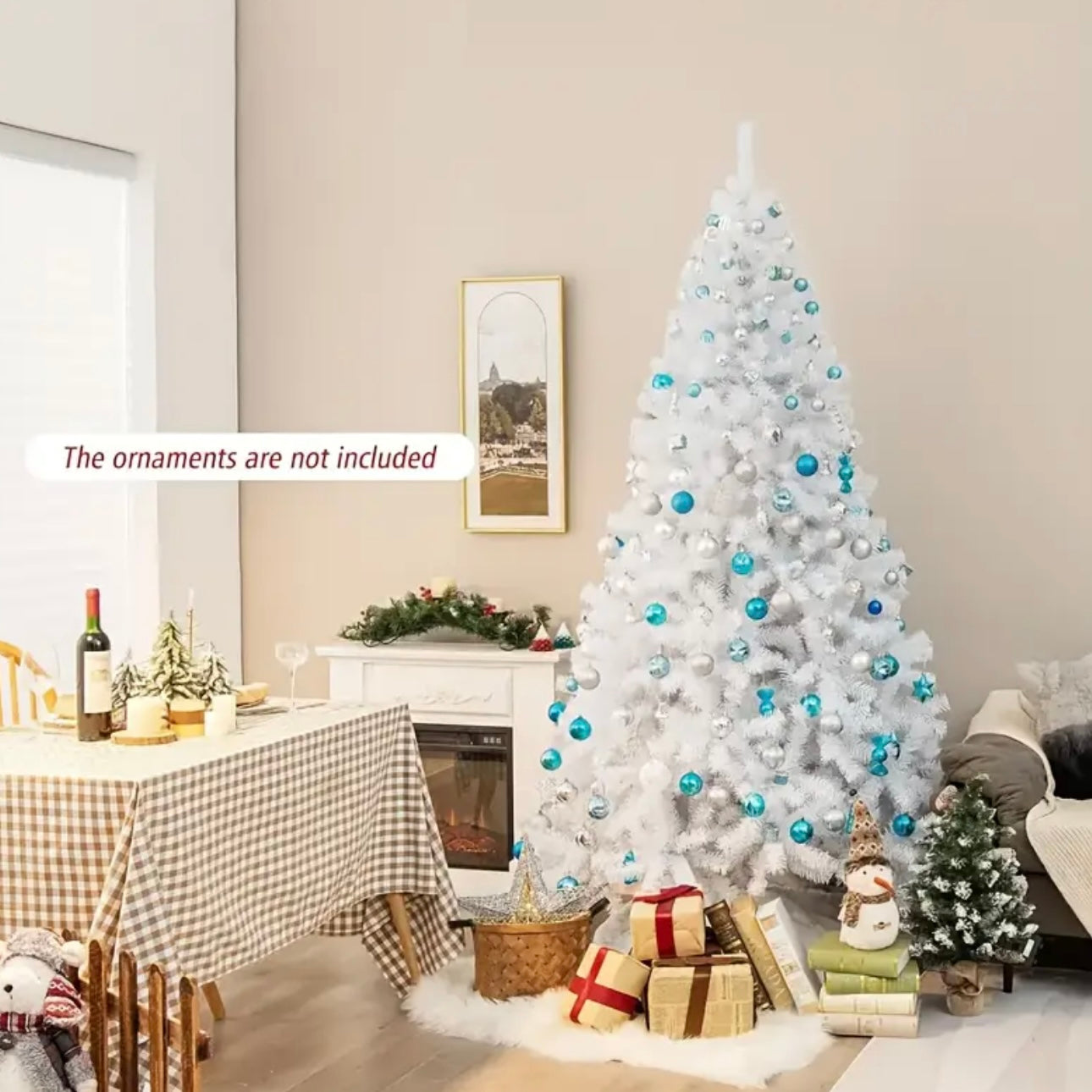 Zenora White Artificial Christmas Tree with Metal Stand