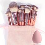 Zenora 18pcs Professional Makeup Brush Set with Velvet Bag and Beauty Spong