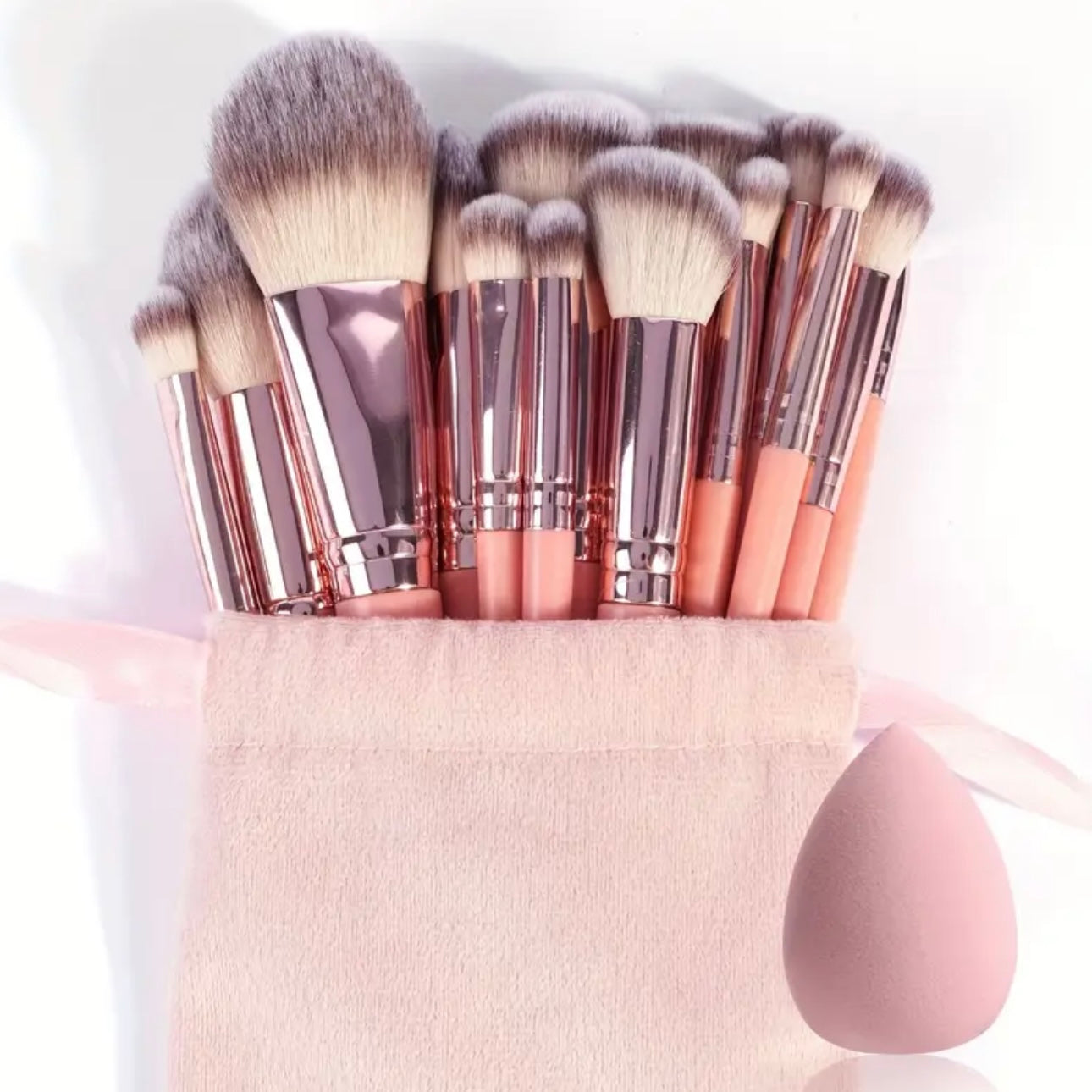 Zenora 18pcs Professional Makeup Brush Set with Velvet Bag and Beauty Spong