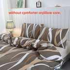 Zenora 3-Piece Brushed Print Striped Polyester Duvet Cover Set