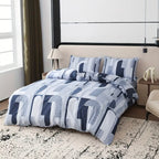 Zenora 3-Piece Carlo Deep Blue Letter Print Comforter Cover Set