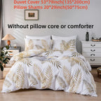 Zenora 3-Piece Golden Leaf Print Polyester Duvet Cover Set