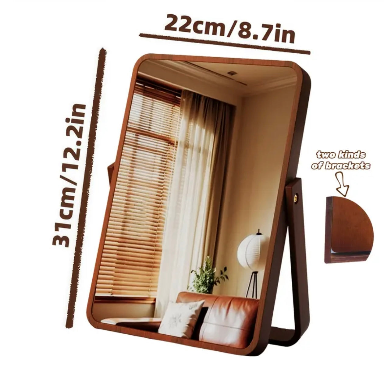 Zenora Natural Bamboo Wood Full-Length Foldable Mirror