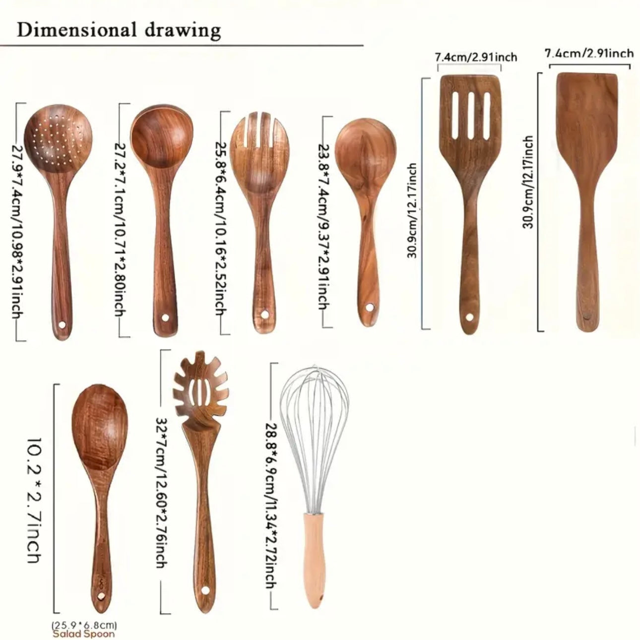 Zenora 9-Piece Wooden Cooking Utensil Set