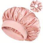 ELLITINA 2-Piece Satin Sleep Bonnet & Matching Scrunchie Set