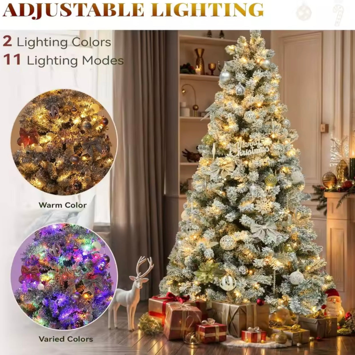 Zenora 6FT Pre-Lit Snow Flocked Christmas Tree