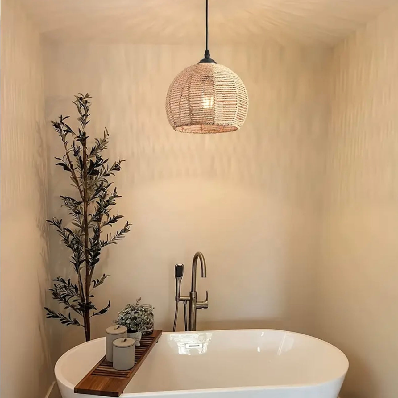 Zenora 3-Pack Natural Wicker Boho Pendant Light Set