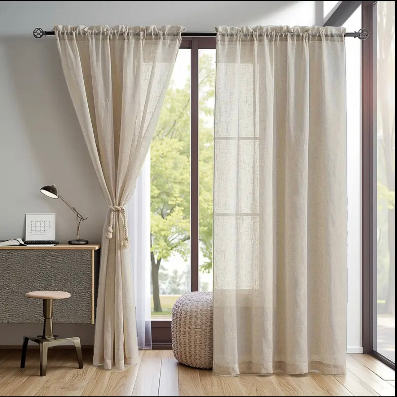 Zenora Japanese-Style Imitation Linen Window Screen Set