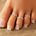 3-Piece Golden Toe Ring Set — Minimal Intertwined Design