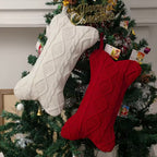Zenora Knit White Bone-Shaped Dog Christmas Stocking