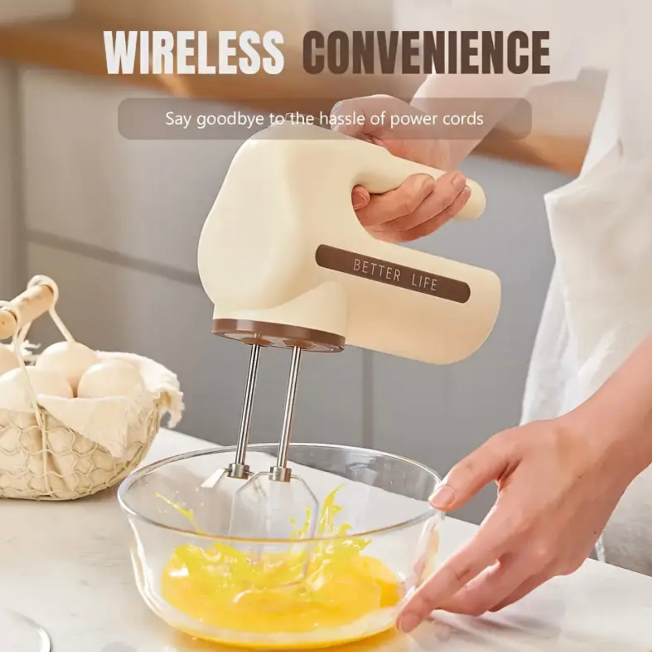 Zenora Dual-Color Rechargeable Electric Hand Mixer