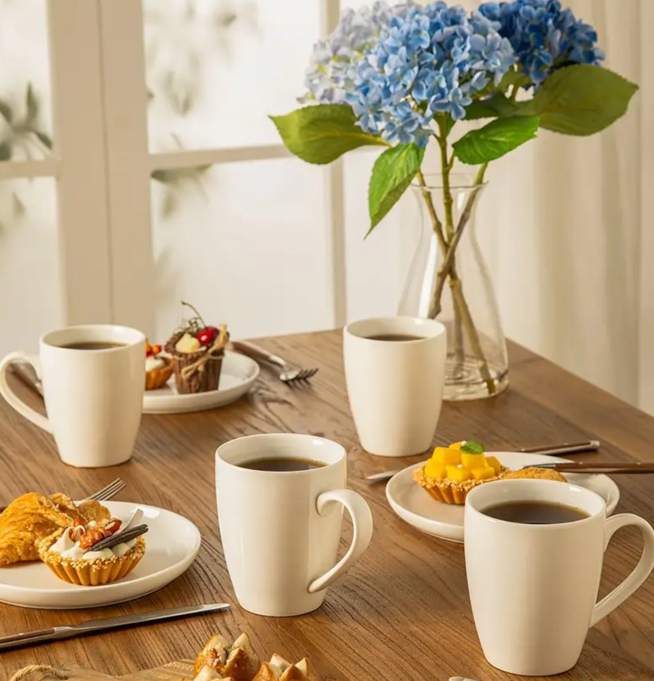 Zenora 6pcs Elegant White Coffee & Cold Drink Cups