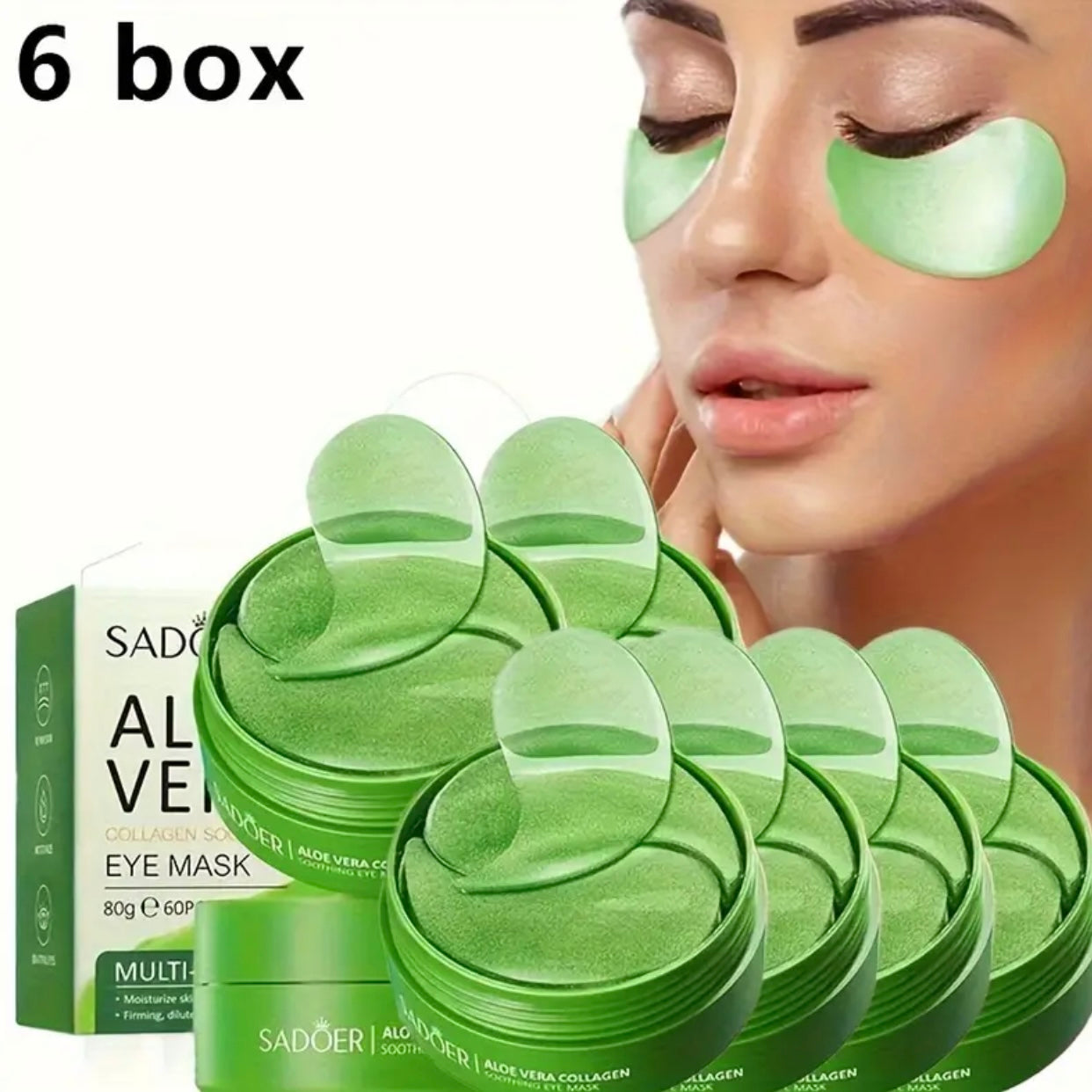 SADOER Aloe Vera Collagen Crystal Eye Mask – 6 Box Set