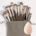 Zenora 18pcs Professional Makeup Brush Set with Velvet Bag and Beauty Spong