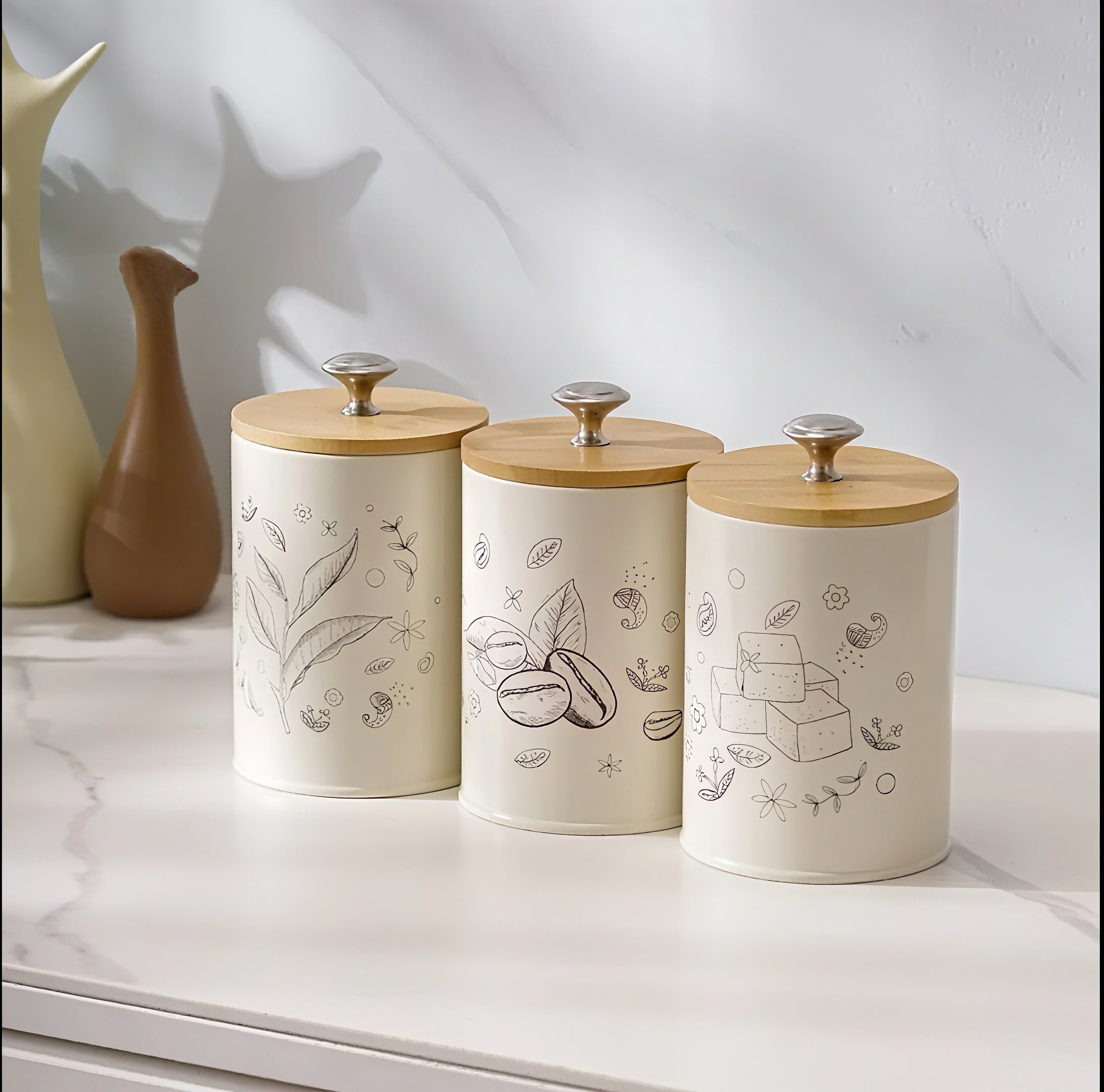 Zenora 3-Piece Bamboo Storage Jar Set