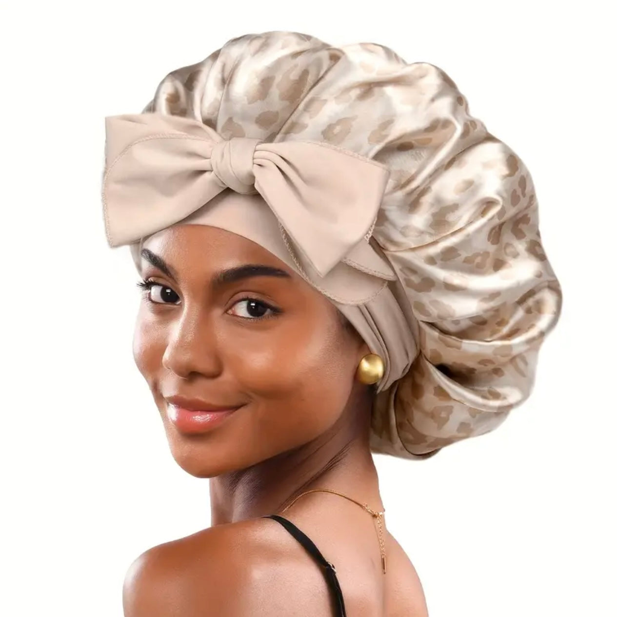 Zenora Ellitina Leopard Print Satin Sleep Cap