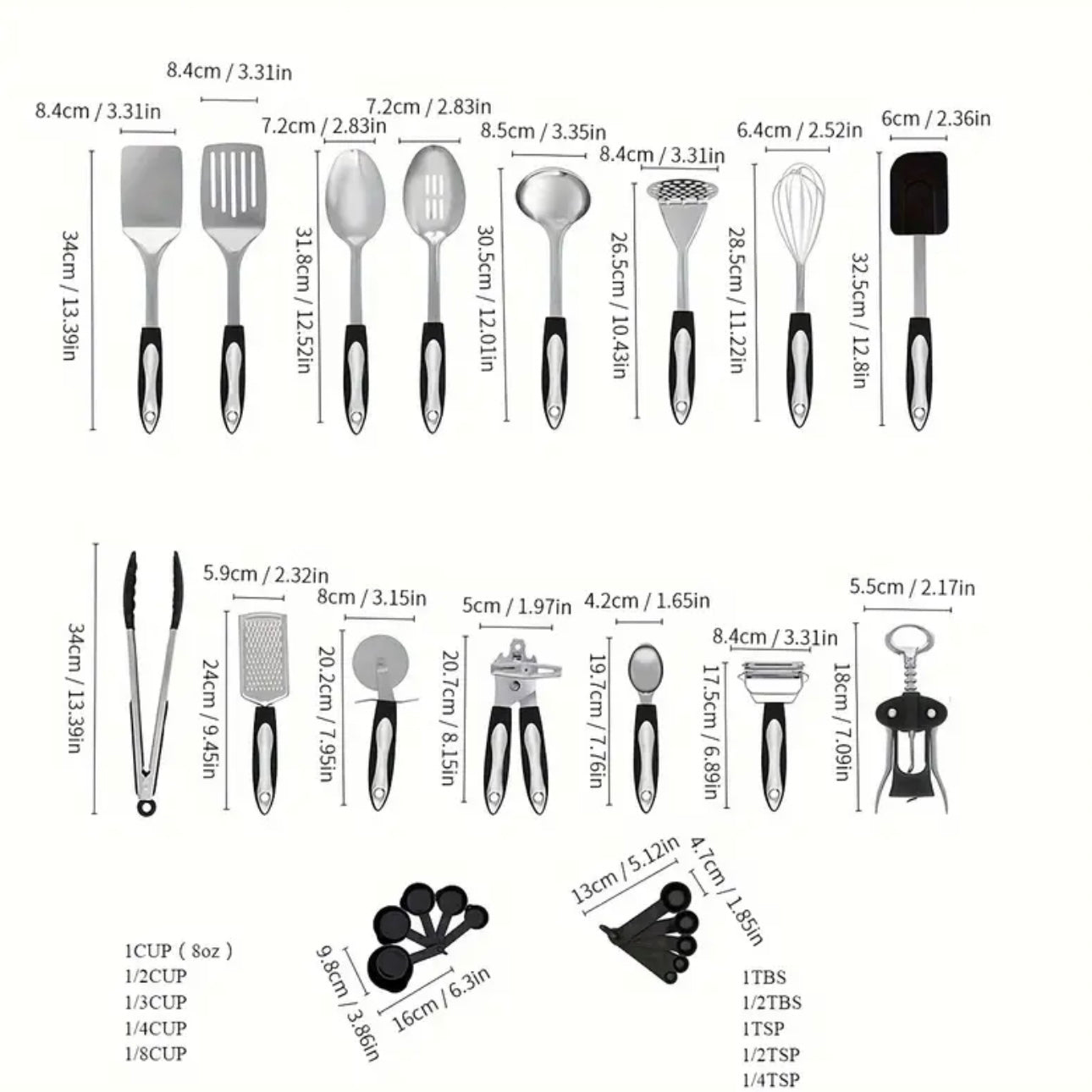 Zenora 25pcs Stainless Steel Kitchen Utensils Set
