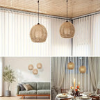 Bohemian Rattan Pendant Light Shade Set (2pcs)