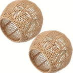 Bohemian Rattan Pendant Light Shade Set (2pcs)