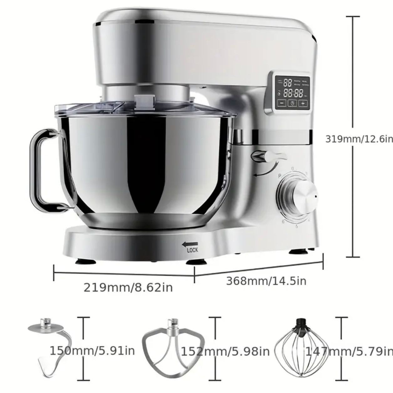 Zenora 1400W Smart Stand Mixer – 6.2L Stainless Steel Bowl
