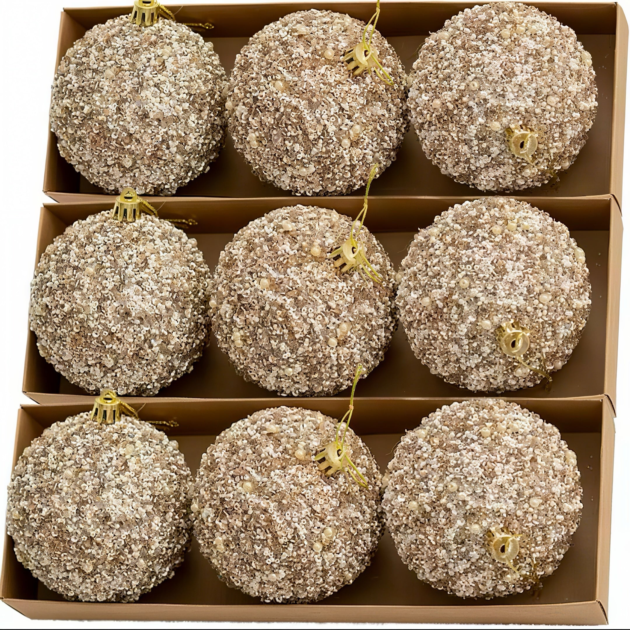 Zenora Champagne Gold Glitter Christmas Balls