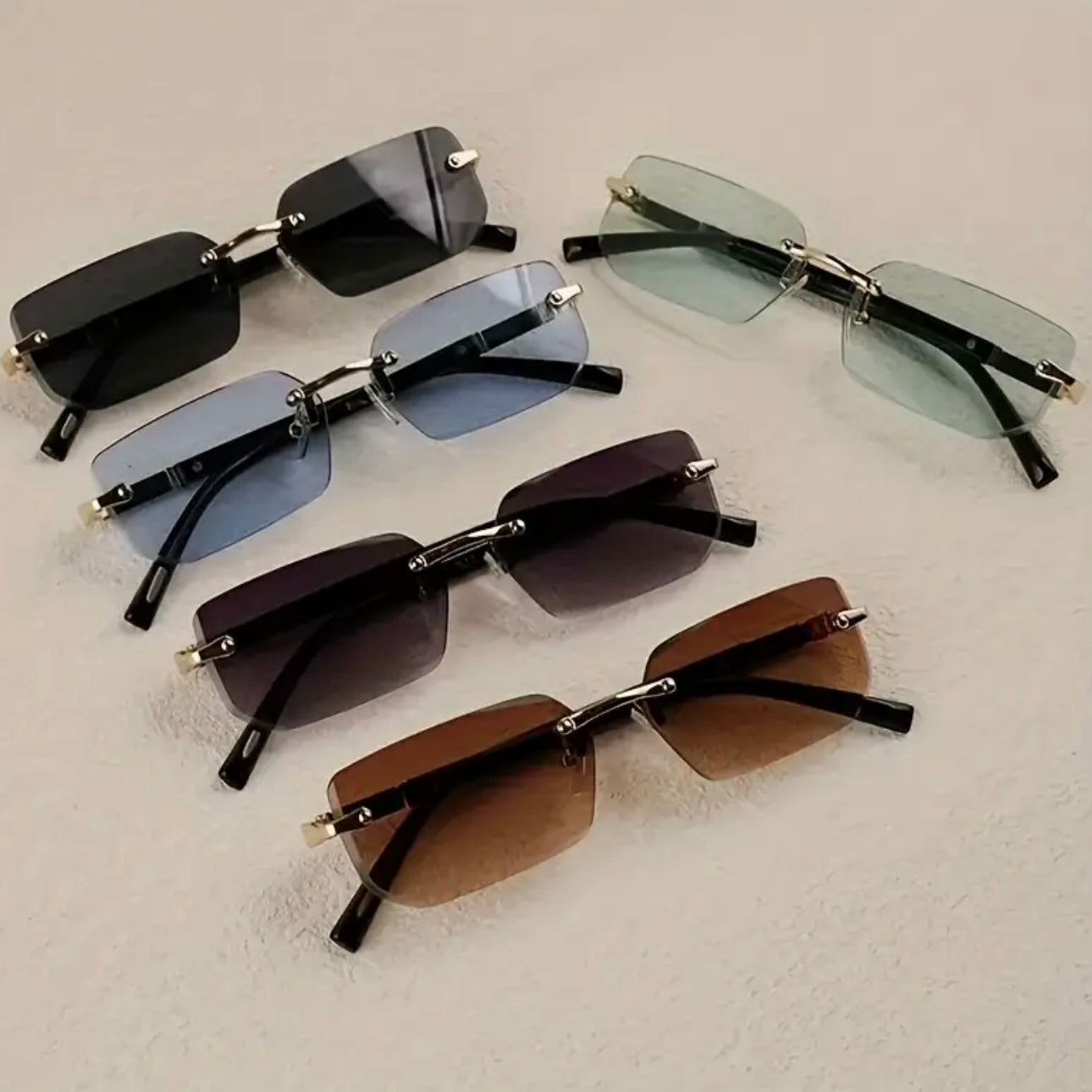 5 Sets Unisex Rimless Flat Frame Glasses