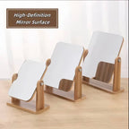 Zenora 360° Rotating HD Makeup Mirror with Woodgrain Finish