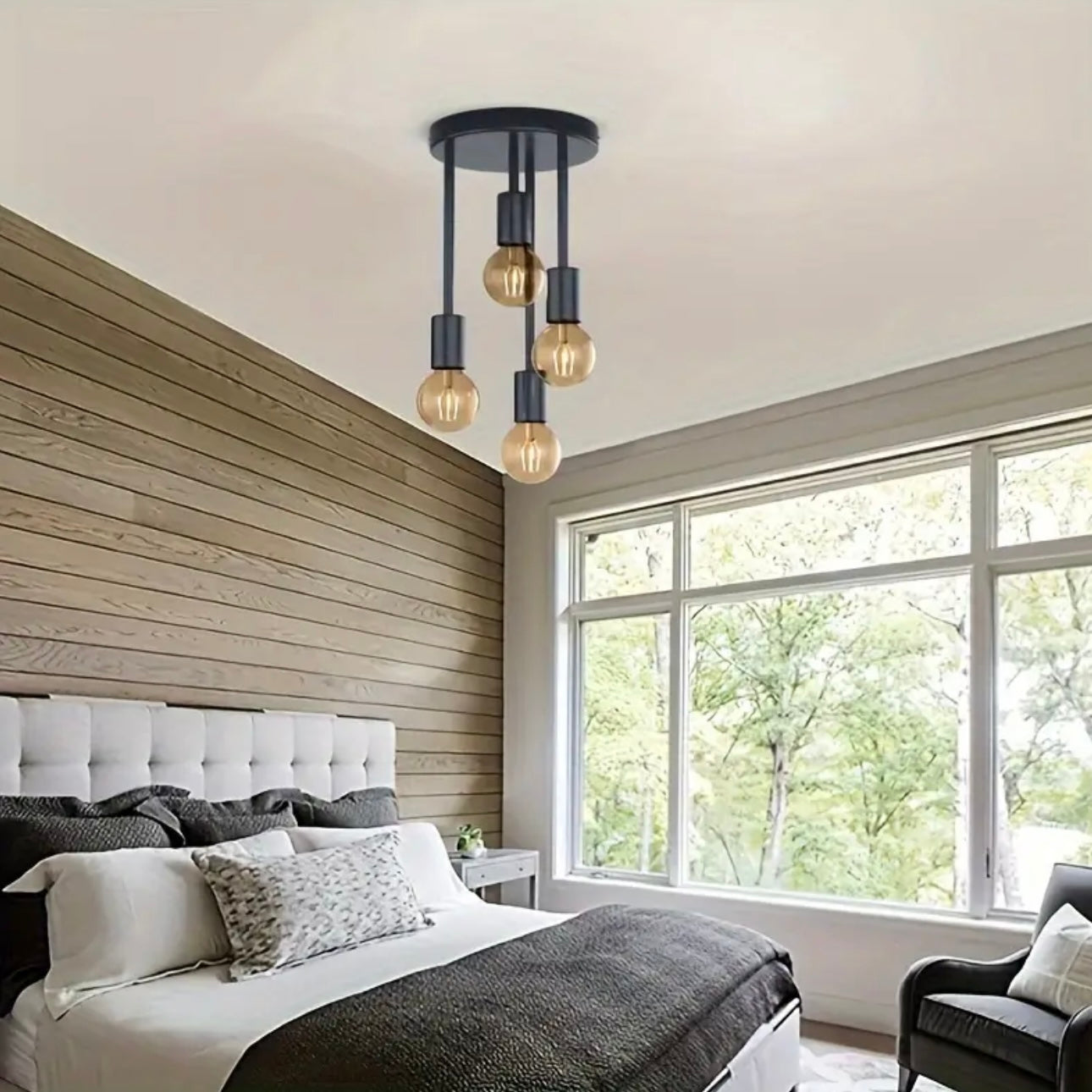 Zenora Black Modern 4-Light Iron Branch Chandelier