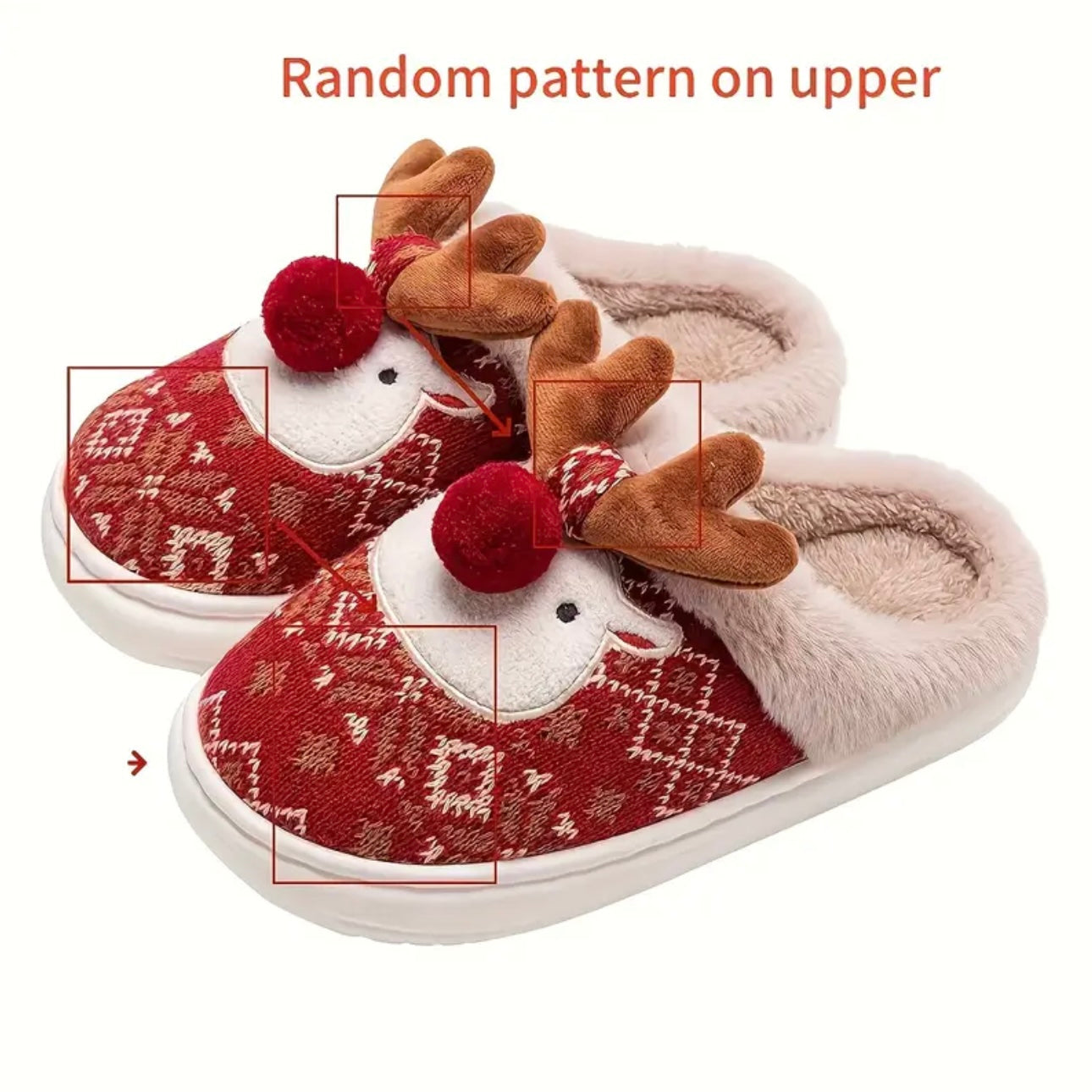 Zenora Cozy Christmas Reindeer Plush Slippers
