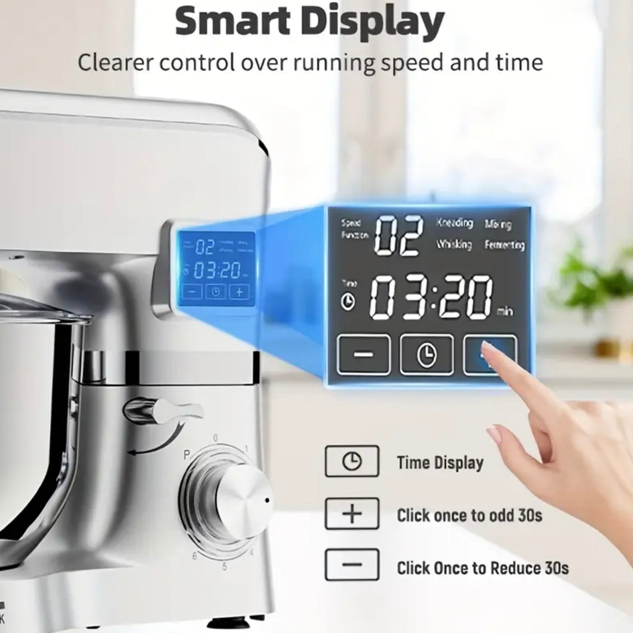 Zenora 1400W Smart Stand Mixer – 6.2L Stainless Steel Bowl