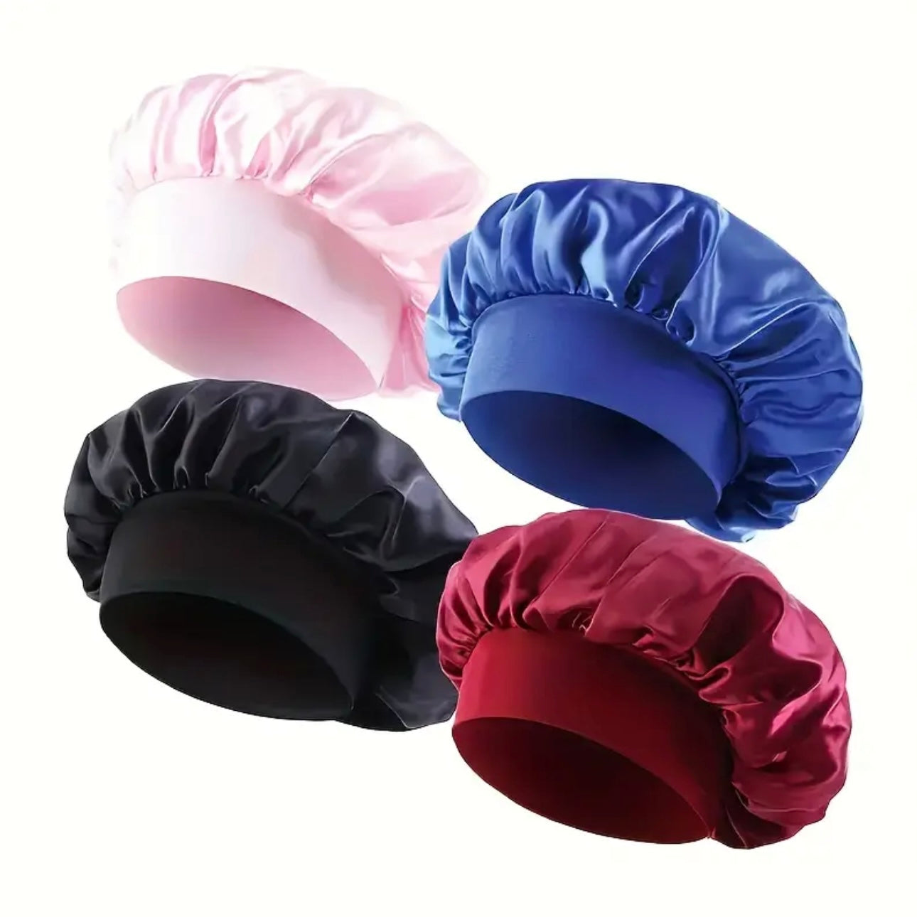 Zenora 4pcs Soft Satin Knit Sleep Beanie Set