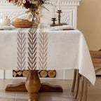Zenora Beige Linen Floral Tablecloth – Farmhouse Style